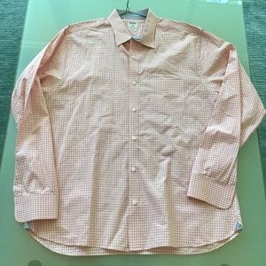 BONOBOS Standard Fit Men's Long Sleeve Pink 100% Cotton Checkered Button Down XL